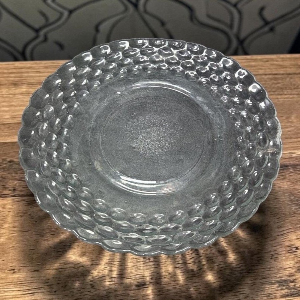 EAPG Bubble Clear Glass Chop Plate, Vtg‎ Honeycomb Serving Platter, Centerpiece
